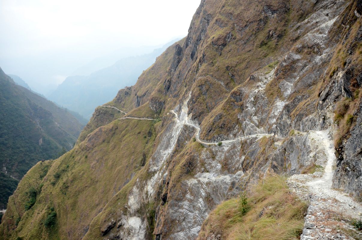 14 Narrow Trail Carved Into Steep Rock Face Just After Leaving Boghara On Trek To Darbang Around Dhaulagiri 
